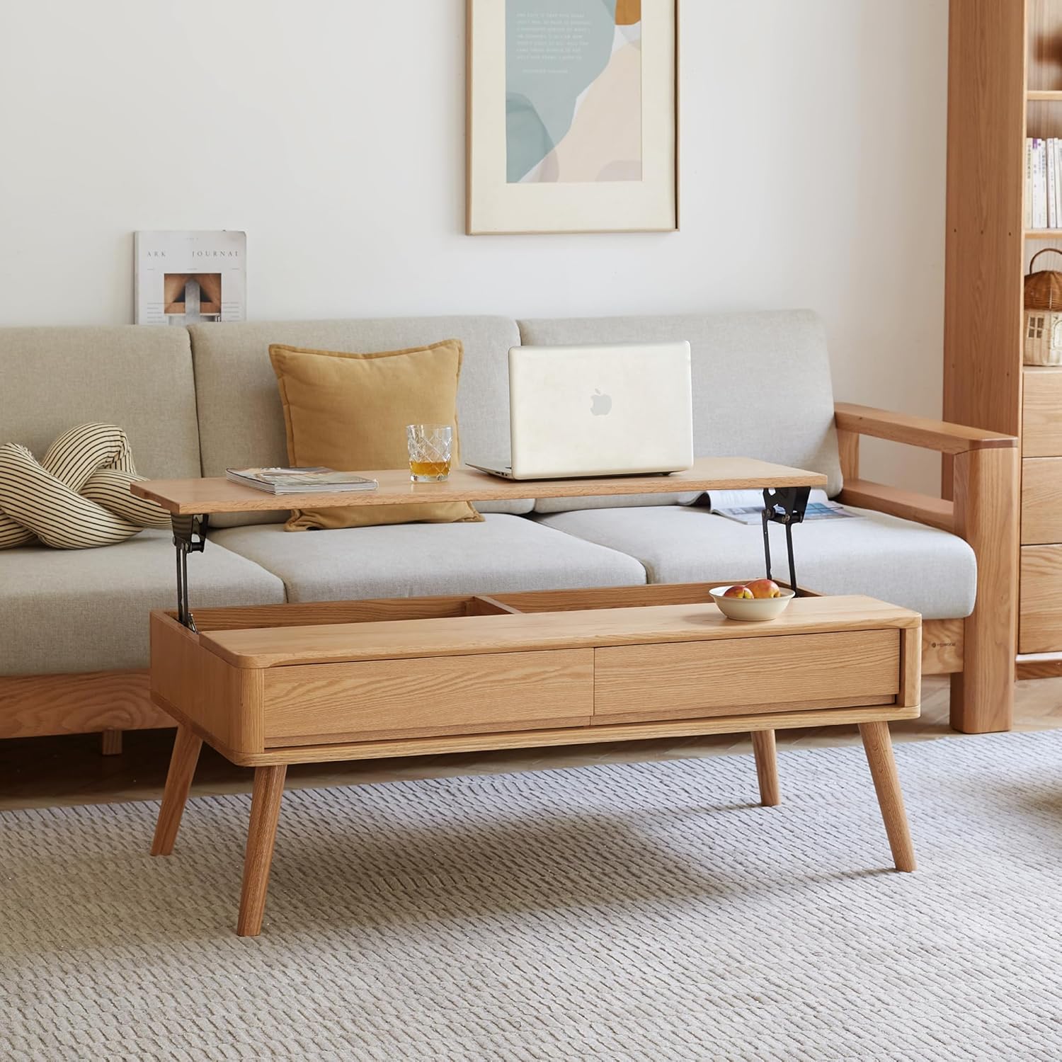 Natural Wood Storage Shelf 🌿 4-Tier Organizer for Home, Apartment & Office 🏡 Stylish & Functional